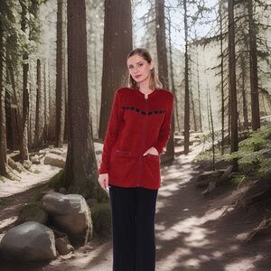 🌟Full Zip Sweater Cardigan-Red